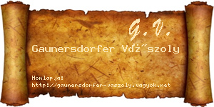 Gaunersdorfer Vászoly névjegykártya